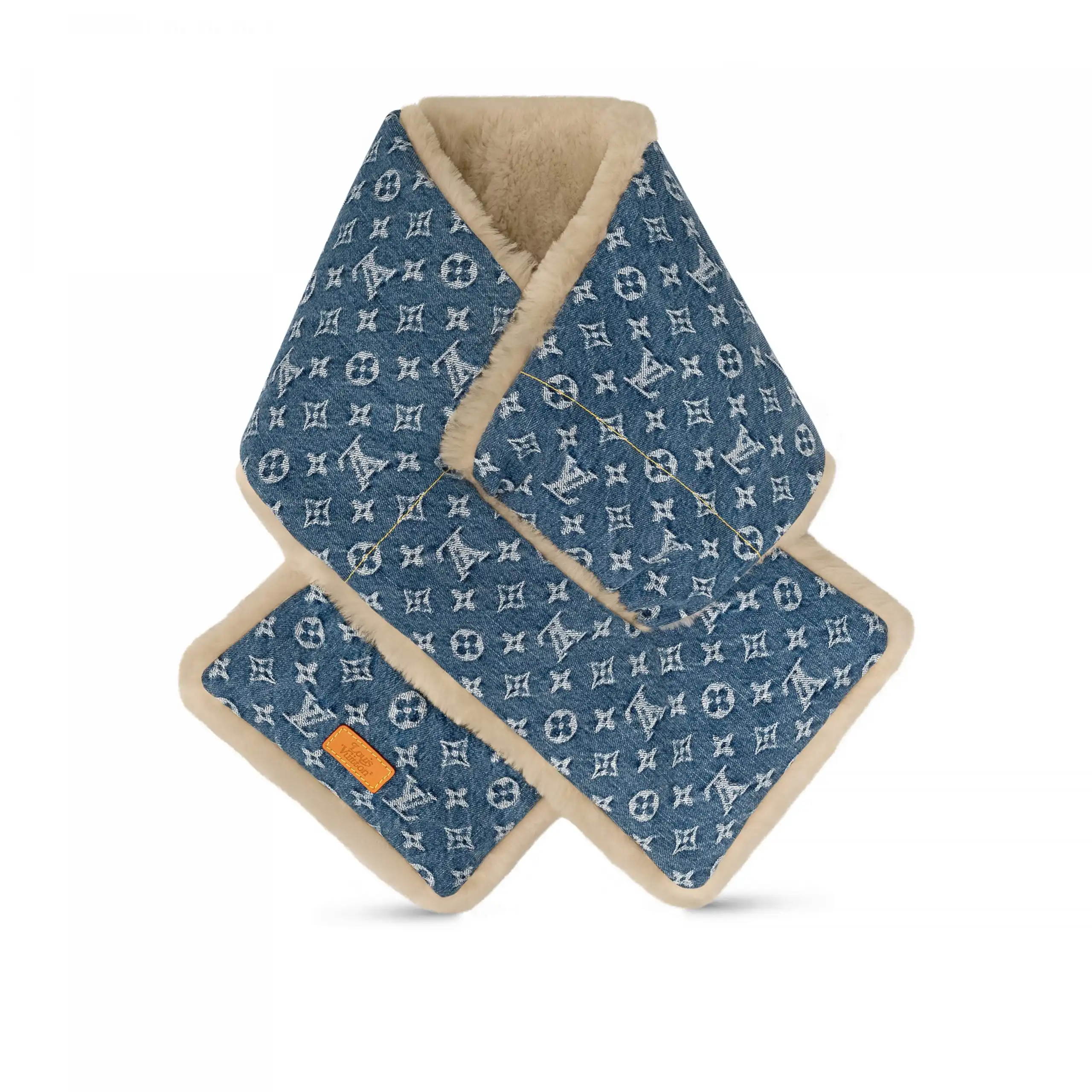 Cheap Louis Vuitton MP2703 Blue Shearling Denim Scarf 0131